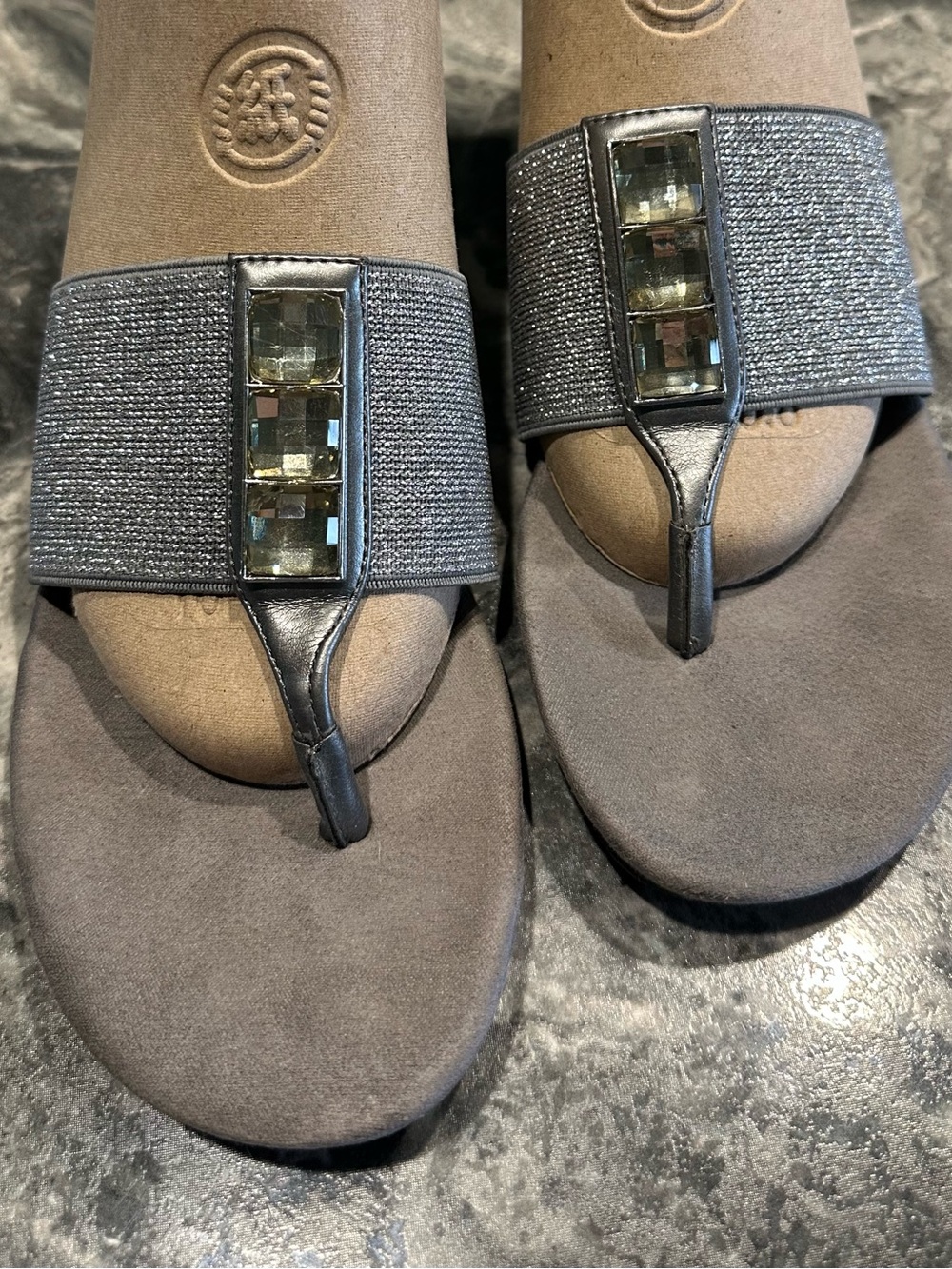 croft & barrow Black Embellished T-strap Sandals